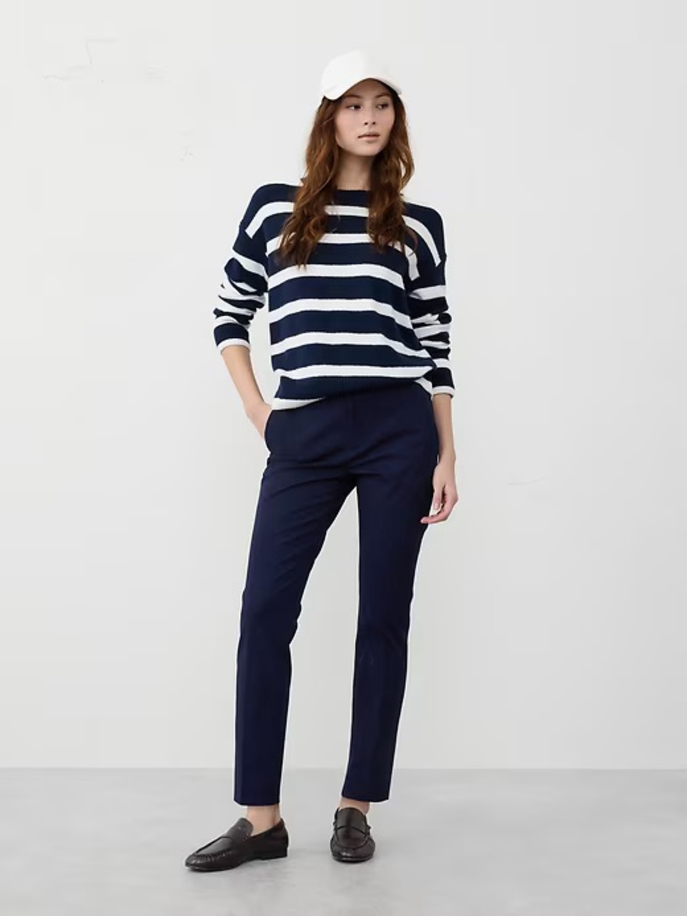 Banana Republic Navy Sloan Slim High-Rise Ankle Pant Cropped